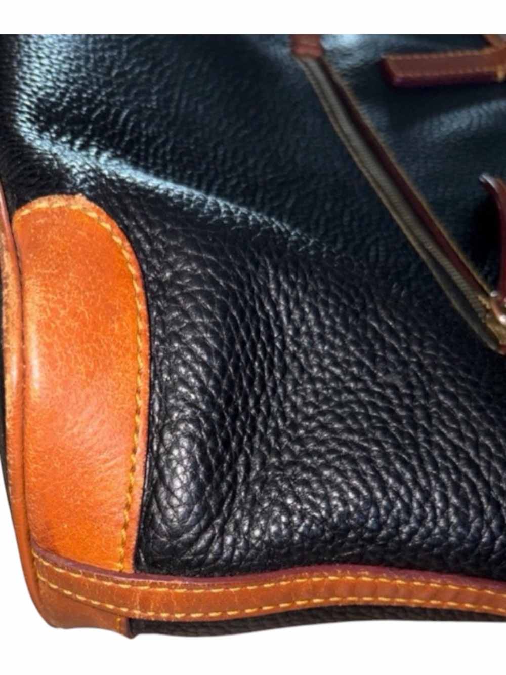 Dooney & Bourke Black Pebbled Charleston Leather Tote with Brown Trim - Picture 9 of 9